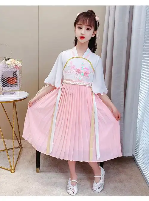 乔僖枫女童汉服连衣裙夏装新款儿童汉服中国风洋气公主裙小女孩夏季