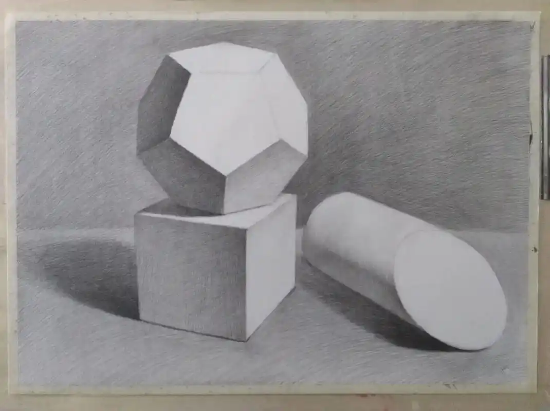 素描石膏几何体基础教程,有十二面体的组合.#素描 #美术生  - 抖音