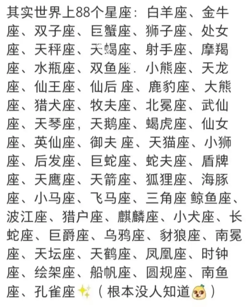 世界上真的有88个星座 你们是哪个星座呢?