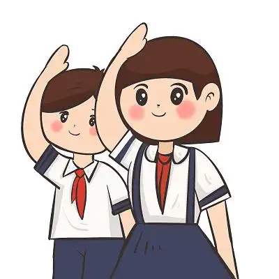 穿校服敬礼少先队员平面卡通可爱认真png素材竞选少先队员