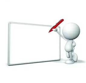 拿笔准备在白板上写字的小人