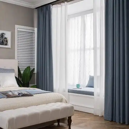 北欧风环保遮光棉麻亚麻窗帘简约现代落地窗穿帘飘窗卧室遮阳布