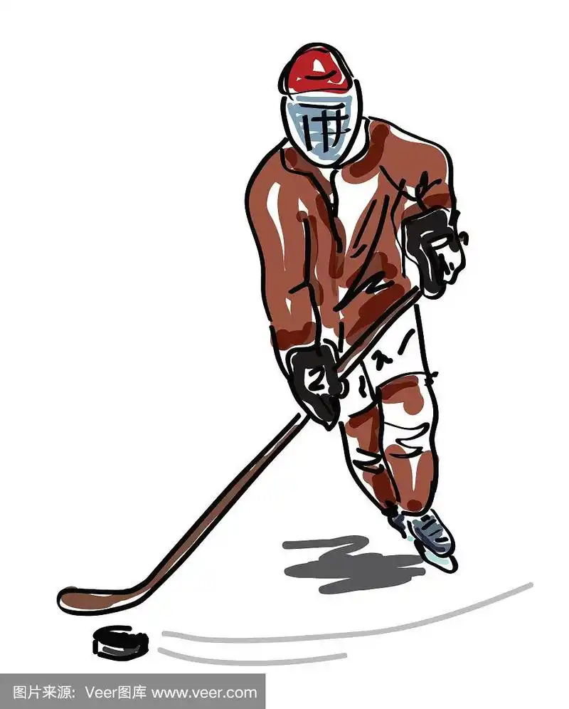 男人玩冰球矢量插图