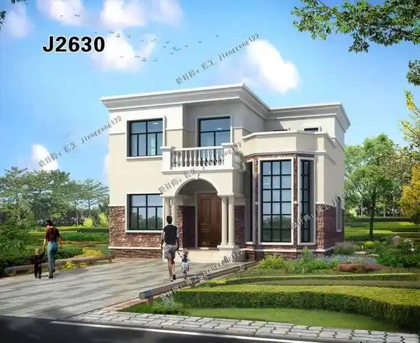 的一款平屋顶别墅,主题以简约时尚装饰,外墙没有过多装饰和浮夸造型