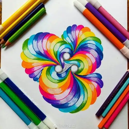 自学成才的插画师mandala绘制的彩色缠绕画
