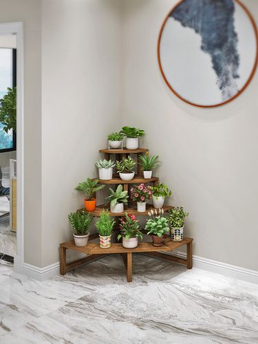 阳台阶梯式转角花架室内落地式墙角多层三角拐角花架