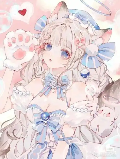 猫耳女孩的可爱头像