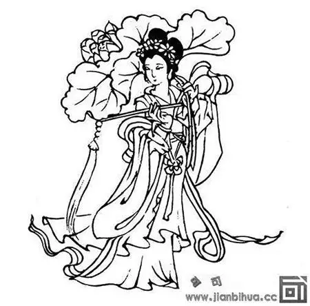 八仙过海何仙姑简笔画的画法图片