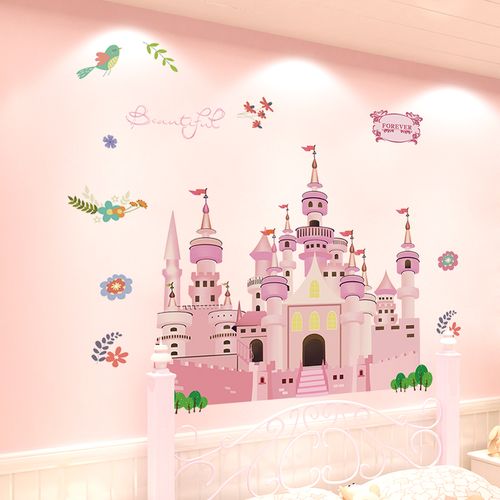 卡通贴纸儿童房间布置少女心公主城堡卧室墙壁装饰墙贴画墙纸自粘