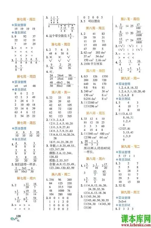 辽宁教育出版社2021小学学霸天天计算五年级下册数学人教版参考答案