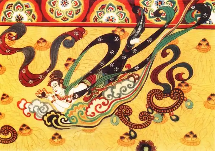 神游千年大美敦煌盛唐39窟涅盘卧佛与壁画佛母奔丧散花飞天翩若惊鸿46