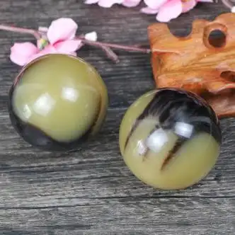 实心按摩把玩手件盘大石手玩转玉石老年人 黑牦牛角健身球【一对装】