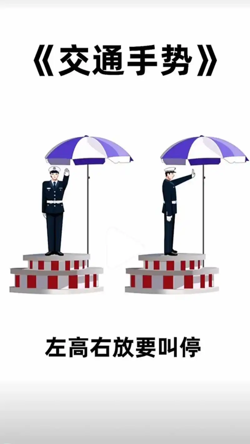 一看就会的交警手势.#文化低也能考驾照  学习有方法,做题有 - 抖音