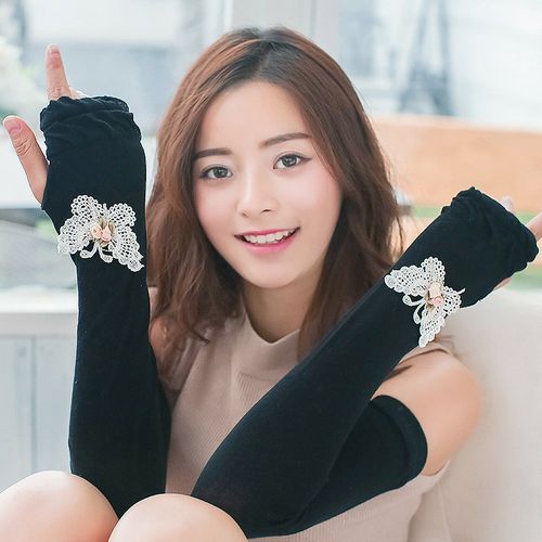 护臂手臂套 防紫外线冰袖 套女夏季 开车长款 纯棉防晒袖 手袖 手套薄