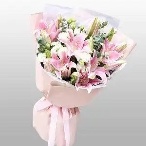 【粉色百合花花束图片】粉色百合花花束图片大全_q友网
