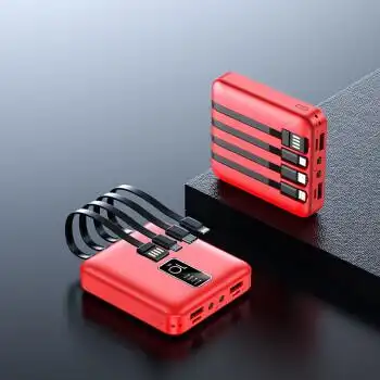 华为huawei充电宝10000毫安小巧便携自带线数显移动电源中国红10000