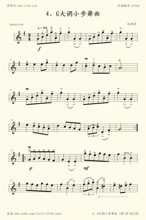 巴赫(五线谱 小提琴谱)-弹琴吧(原蛐蛐钢琴网),小提琴谱,吉他入排