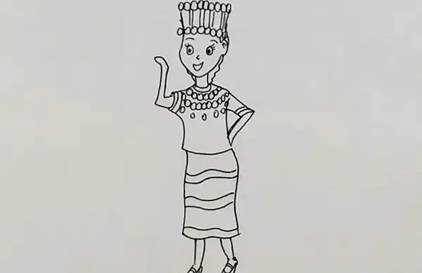 黎族小姑娘怎样画黎族姑娘简笔画涂色