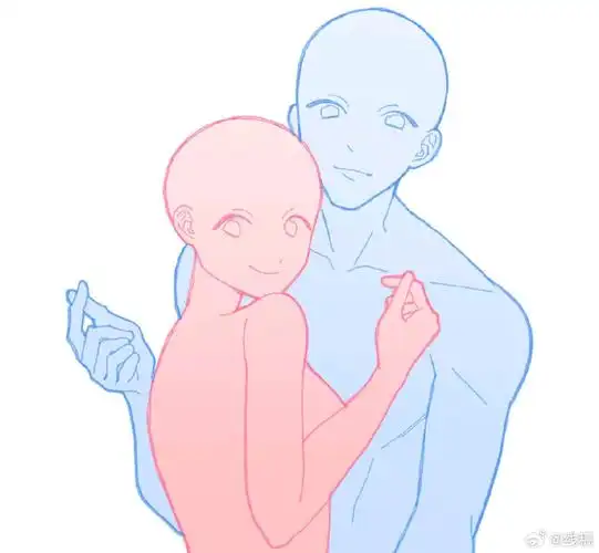 情侣双人甜蜜互动姿势模板素材参考  #板绘##最近画了什么##绘画