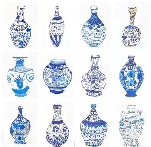 🎨一二年级青花瓷创意画