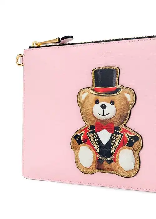 moschino 莫斯奇诺 女士皮革泰迪熊图案手拿包 a8429 8210 1115 红色