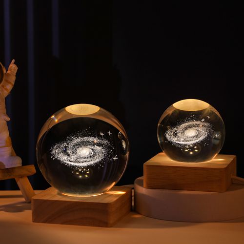 发光太阳系水晶球桌面摆件女友学生玻璃小夜灯装饰品摆件