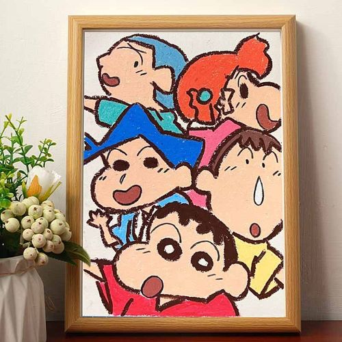 蜡笔小新相框春日部合照插画摆台房间办公室摆件桌面ins风卡通潮