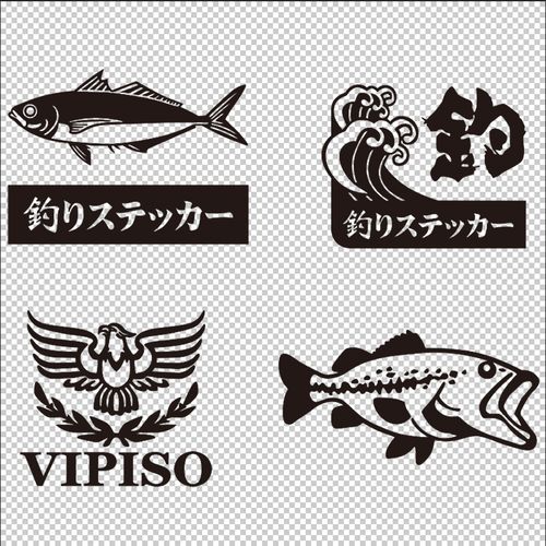 钓鱼装饰钓箱装饰渔具配件定制钓鱼贴纸钓鱼车贴动物图案车身贴