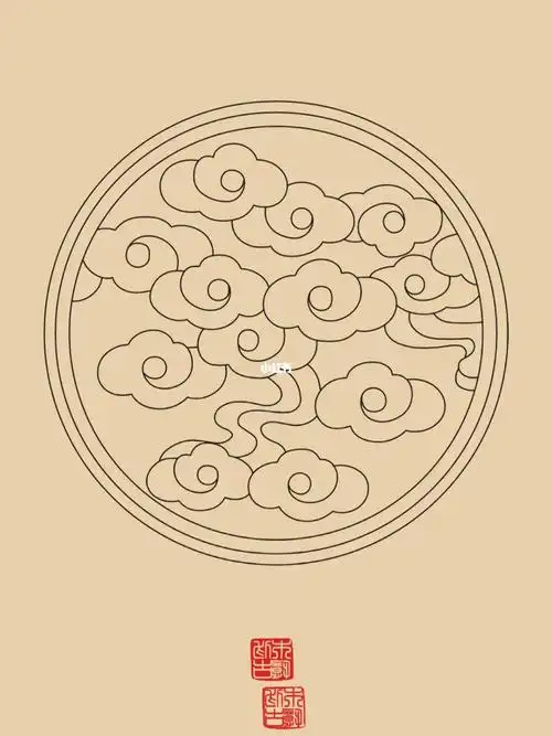 云纹矢量线稿纹样