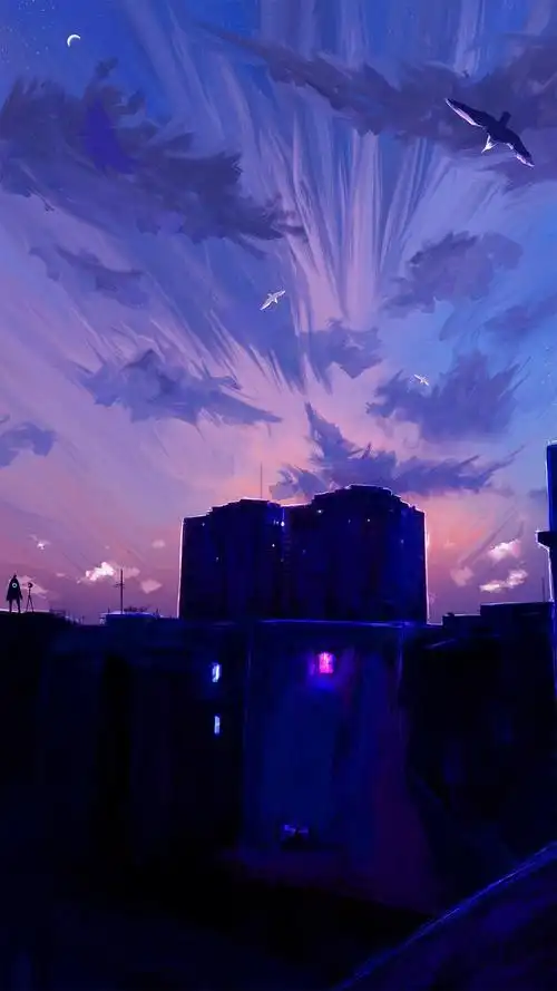 心累伤感的动漫场景手绘插画