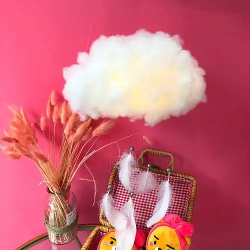 自制仙女灯梦幻云朵棉花羽毛云朵灯diy材料包房间装饰生日礼物