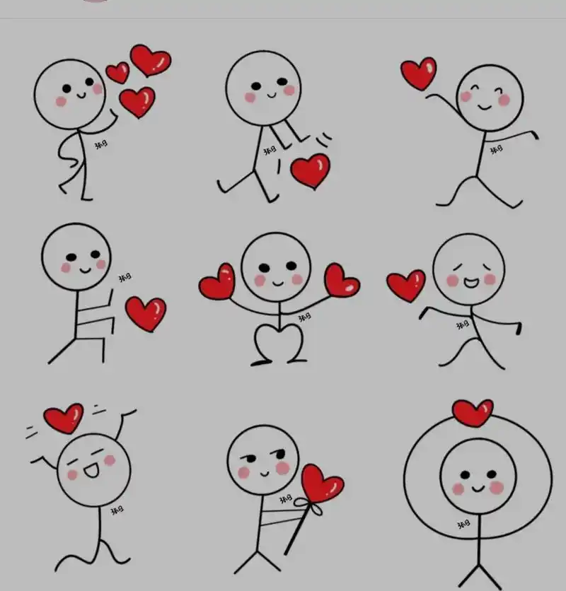 可爱的火柴人刚刚画好,无处不在的小爱心7815让世界充满爱93