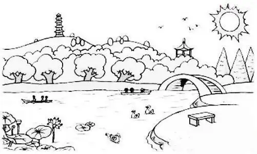 画一幅自然公园的简笔画