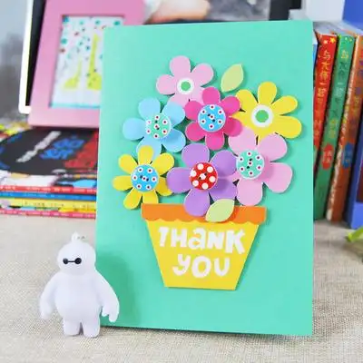 儿童手工感恩小卡片母亲教师节创意diy纽扣画立体贺卡制作材料包