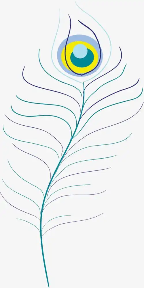 矢量图矢量图水彩蓝色羽毛