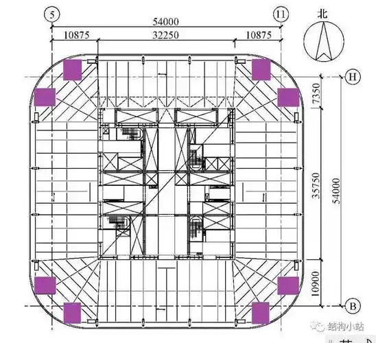 图62 典型平面图建筑高度528m,地上112层,地下8层.