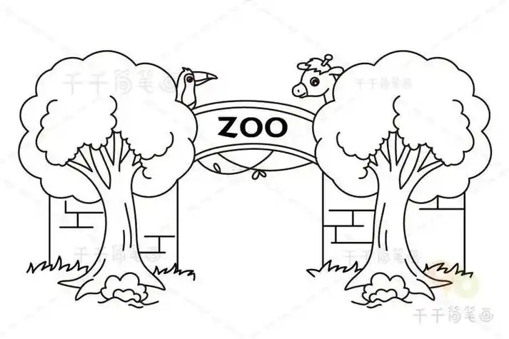 简笔画动物园绘画手工制作幼儿园教程美术线描创意美术简笔画儿童儿童