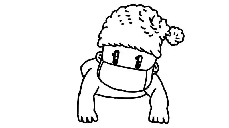 小孩戴口罩简笔画