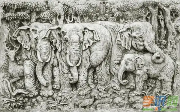 大象浮雕图片大全