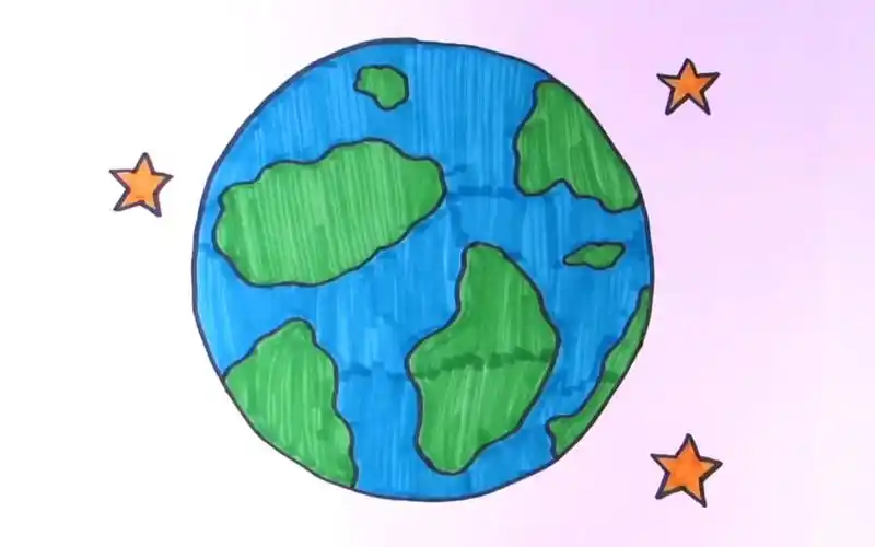 和我一起学画画,今天我们来画地球和星星!