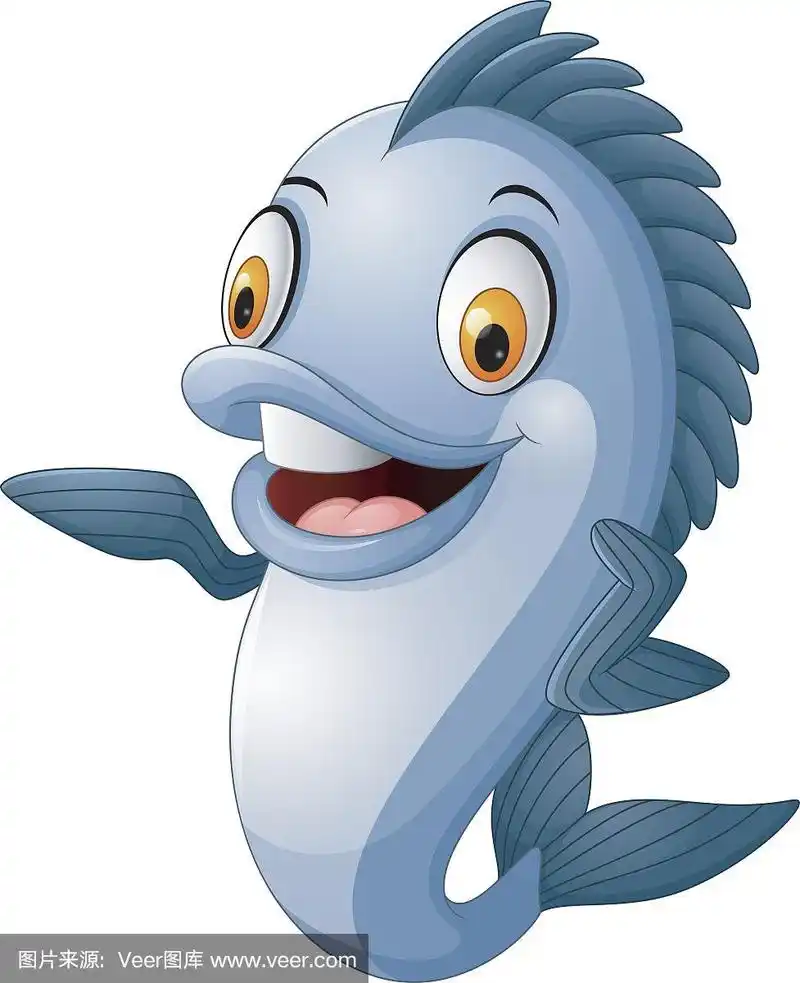 卡通鱼竖起大拇指