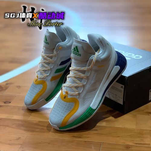 阿迪达斯罗斯11代首发男子实战耐磨白彩虹彩虹篮球运动休闲鞋