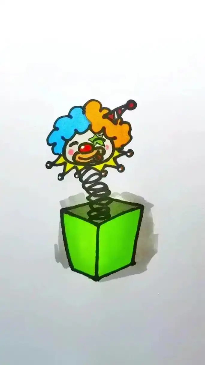 小丑简笔画教程;小丑礼物简笔画教程;惊喜.#马戏团简笔画 # - 抖音