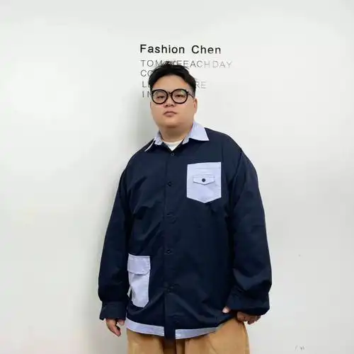 ootd165cm200斤胖子的日常穿搭拼接衬衫