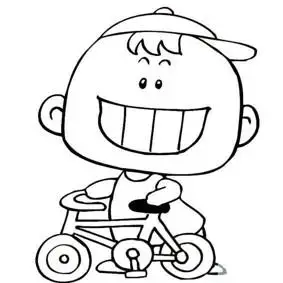 推自行车的小男孩简笔画,图片,简笔画-学笔画