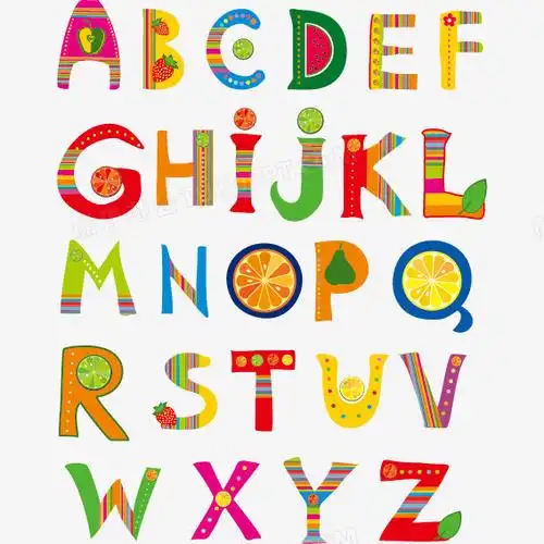 本作品全称为《彩色简约风26个水果字母创意艺术字素材》,主要应用