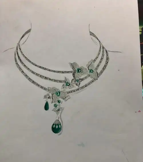 中山市坦洲理工学校17设计二期末珠宝手绘作品展