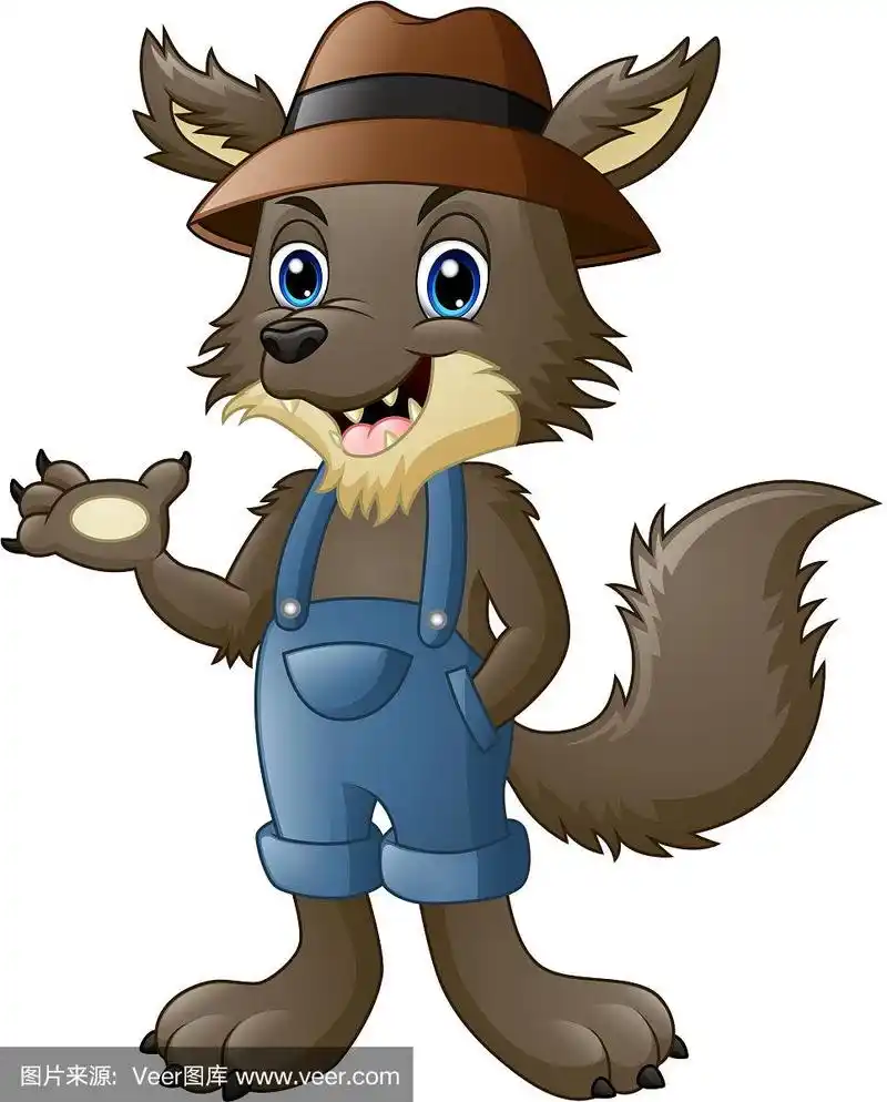 卡通狼人挥舞着