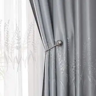 布欧格遮阳隔热客厅卧室阳台飘窗租房全遮光加厚窗帘布成品定制灰色