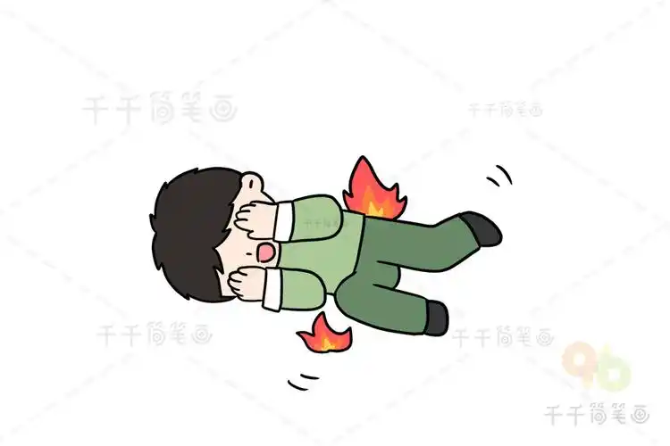 小学生火灾逃生图 火灾逃生知识 火灾逃生方法_环保安全简笔画
